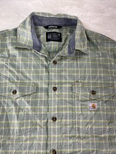 Carhartt Rugged Flex Relaxed Fit Short Sleeve Button Shirt Men  s XL Green Plaid