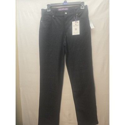 Gloria Vanderbilt Amanda Pants Size 6 Petite Straight Leg Herringbone Black 7176