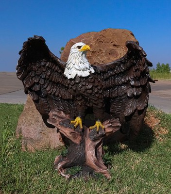 Large 18''H Wings Of Glory Perching Grand Bald Eagle Statue Home Garden Figurine