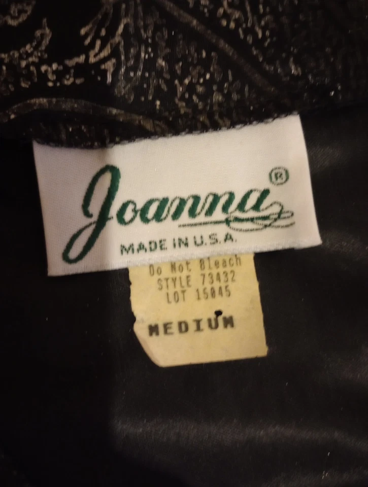 Blusa Joanna Vintage Años 80 Metálica Estampado Dorado y Negro Talla Mediana Manga Larga Foto 3 de 3