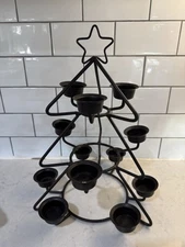 VTG 16 High 11 Wide Wrought Iron 12 Tea light Christmas Tree Candle Holder