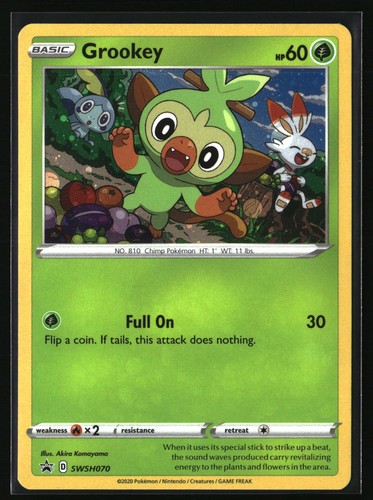 Grookey SWSH070 SWSH Black Star Promo Cosmos Holo Pokemon TCG Card NM