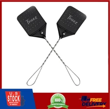 2 Pack Sturdy Leather Fly Swatter,17.5” Heavy Duty Flyswatter with Metal Handle