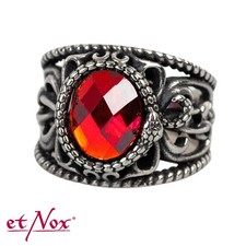 Herren Ring Siegelring roter Stein mit Schlange Edelstahl Zirkonia rot Geschenk