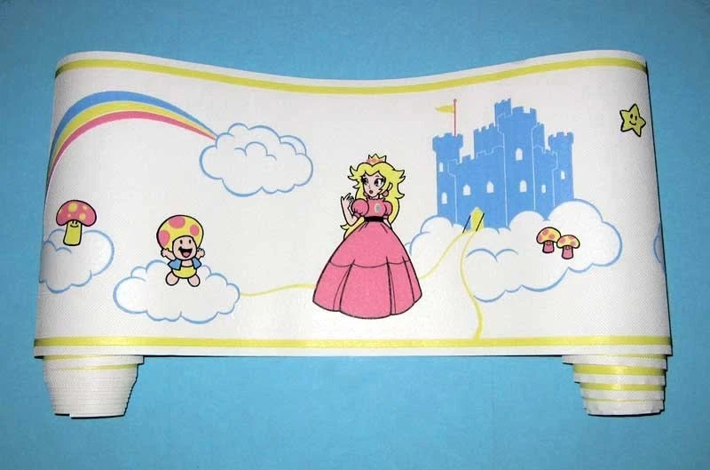 Vintage 1989 Nintendo Princess Peach Wall Border Mario Bros Kids Wallpaper - NOS image 1