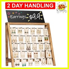 Jewelry Display for Vendors Selling, Wood Earring Bracelet Keychain Display f...