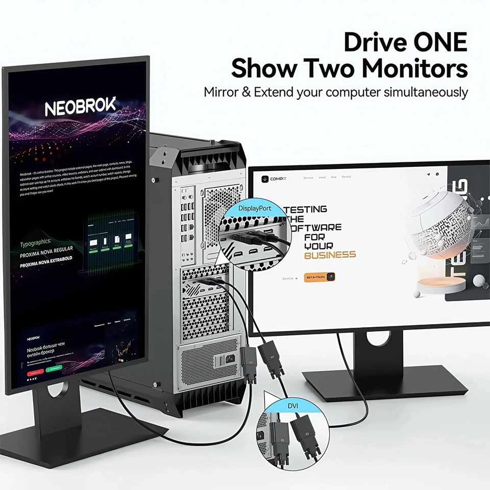 DisplayPort zu DVI Adapter 10cm DP auf DVI Konverter Kabel für Monitor Beamer PC - Bild 4 von 4