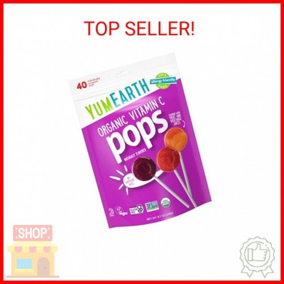 YumEarth Organic Vitamin C Pops Variety Pack, 40 Fruit Flavored Favorites Lollip