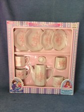 Vintage Fishel 10 Pc pink flowers China Playset-New-