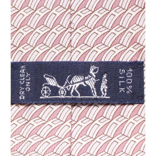 Corbata HERMES Seda Rosa Rojo Logo vendedor de Japón N0112 40 Hecha en Francia - Imagen 4 de 6