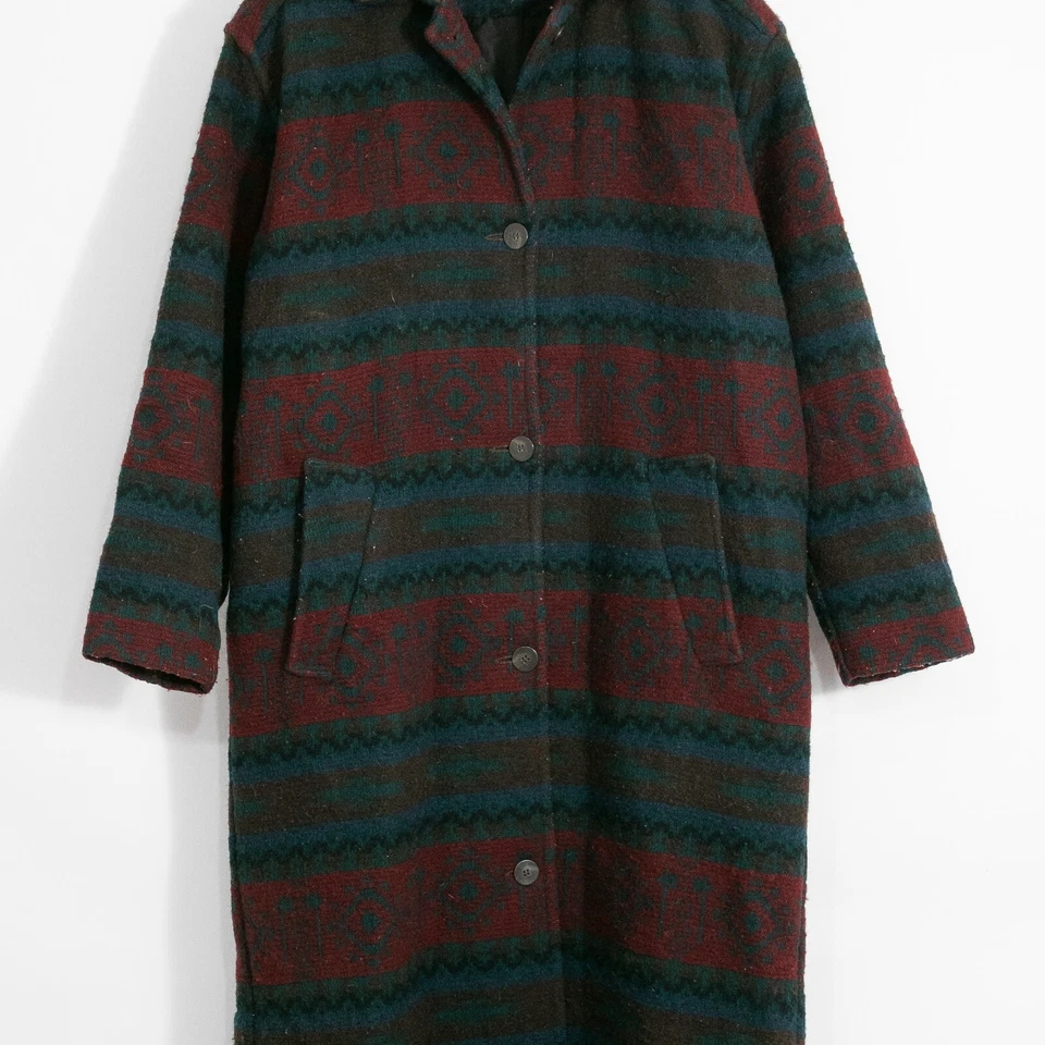 Vintage Woolrich Aztec Wool Coat Mens Medium - Southwestern Western Long Jacket - Image 2 of 4