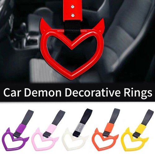 Devil Heart Hanging Rings Car SUV Handle Hand Strap Drift Charm Train Bus Handle - Picture 2 of 17