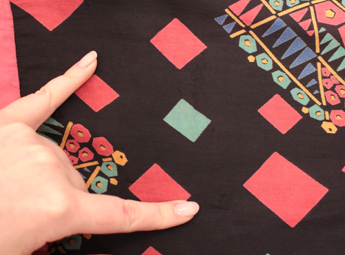 VTG Women's 20s 30s Black Pink & Teal Geometric Print Robe S/M 1920s 1930s - Picture 14 of 24