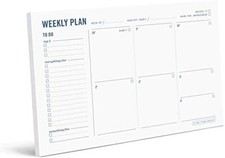 Weekly Planner Pad - 9x6" - Desktop Calendar Planning 9 x 6" Metallic Blue