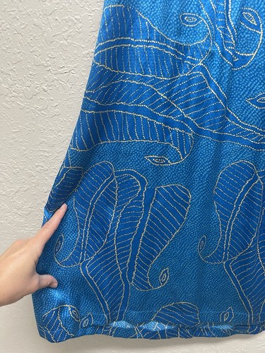 Diane Von Furstenburg Blue leaf shimmery silk slip dress size 6 - Picture 7 of 7
