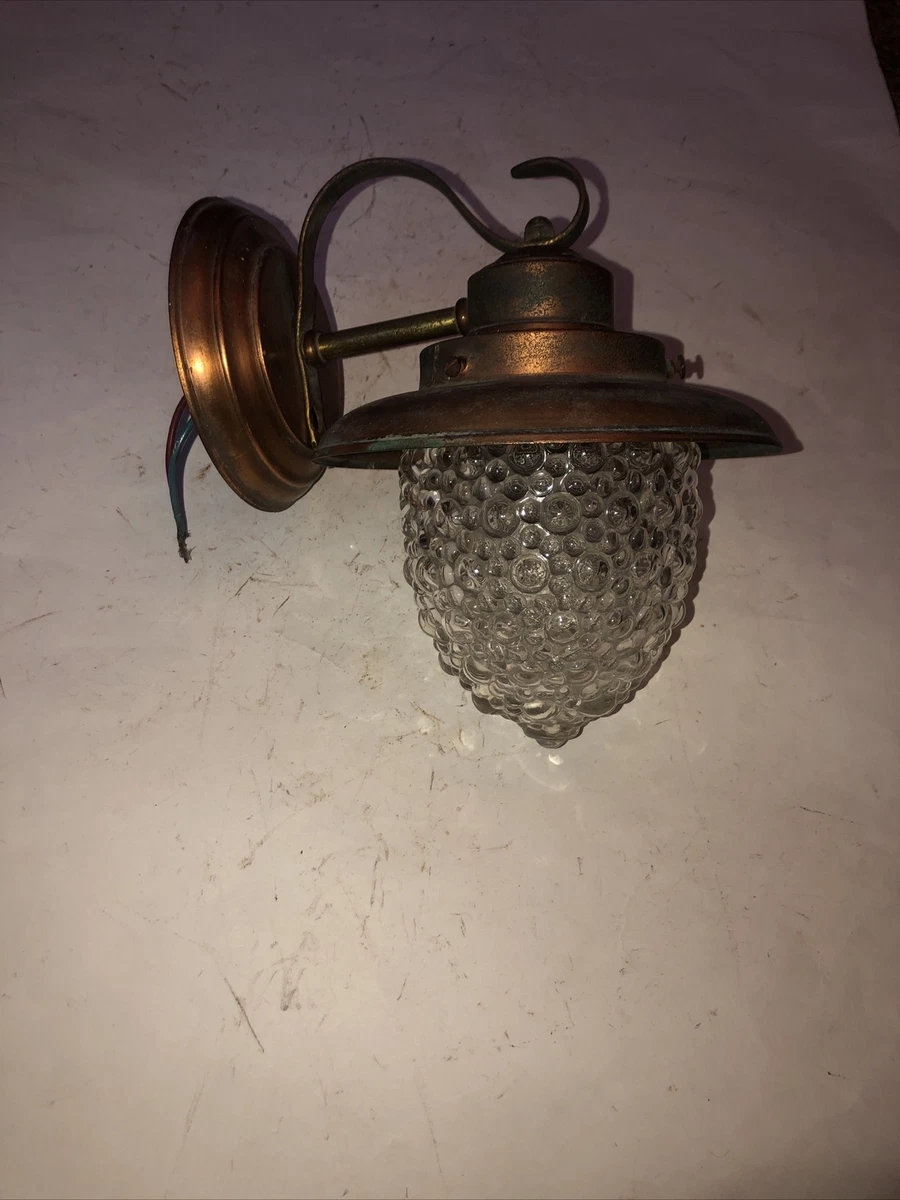 Vintage Beehive Glass Metal Beautiful Brass Outdoor Light Wall