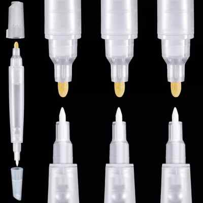 Set of 6 Blank Refill Paint Markers Double End Refillable Paint Pens Empty Refil
