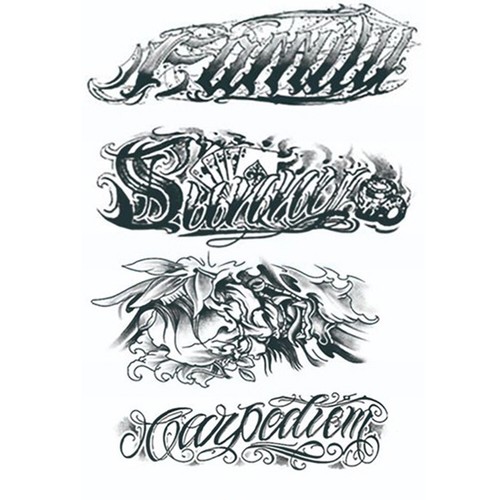 4Pcs Letters Temporary Tattoos Half Arm Waterproof Tattoo Stickers - Picture 11 of 26