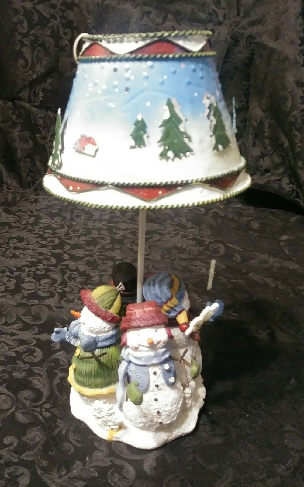 Kohl's 4 Snowmen Tealight Candle Holder. 10".Metal Shade with 3D