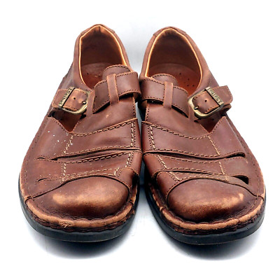 Josef Siebel Leather Fisherman Sandals Buckle Strap Comfort 
