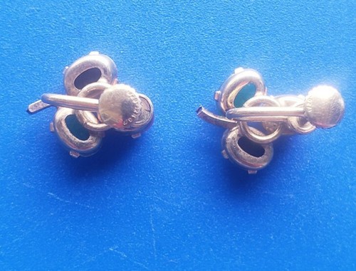 Vintage Yellow 12k Gold Filled Carved Scarab Gemstone Screwback Earrings - Picture 3 of 6