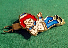Vintage RAGGEDY ANDY Metal Enamel Gold Tone HAIR CLIP BARRETTE by MAMSELL 2-1/4  