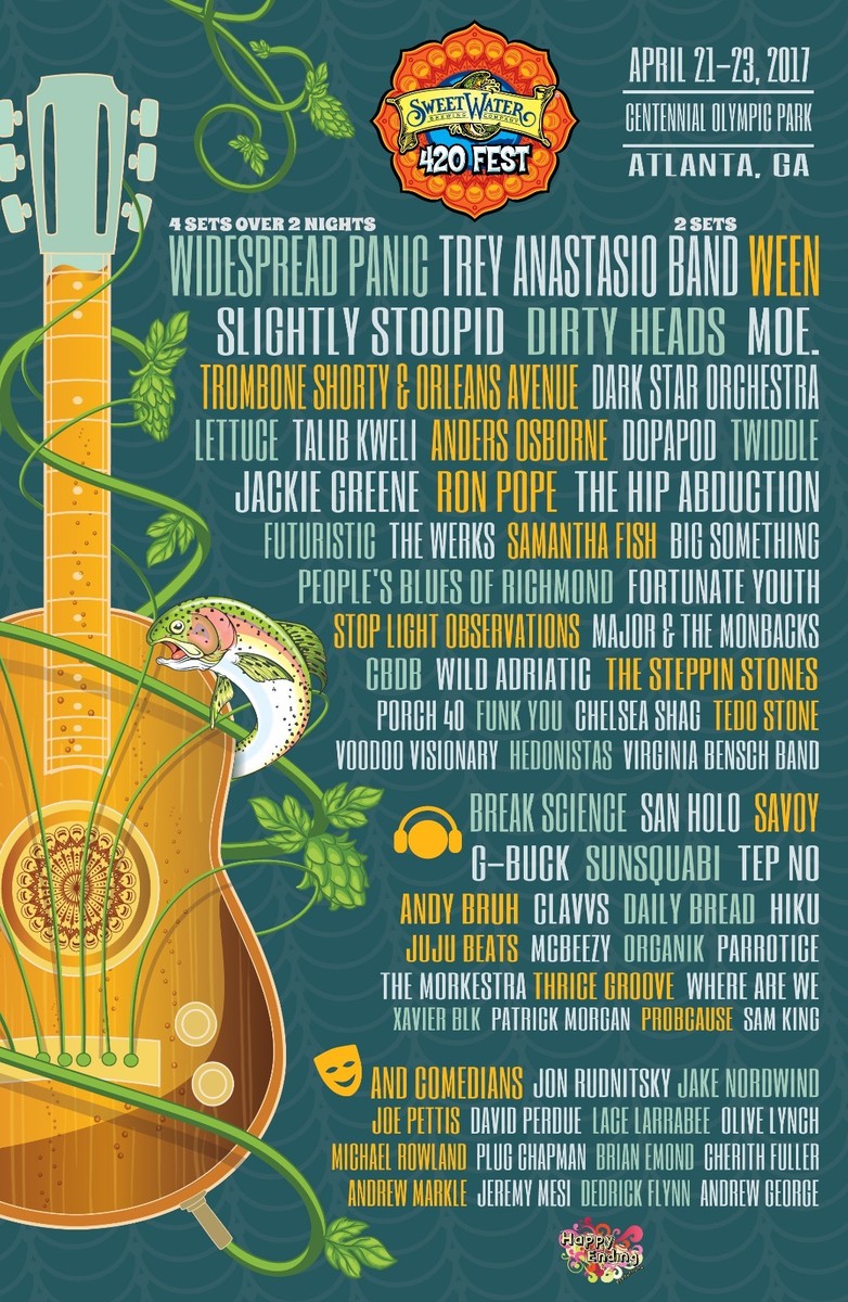 SWEETWATER 420 FEST 2017 ATLANTA CONCERT TOUR POSTER- Widespread