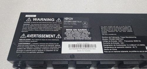 Tripp-Lite PDUMH15NET2LX 8 Outlet Power Strip MISSING ACCESSORIES NEW. - 第 3/10 張圖片