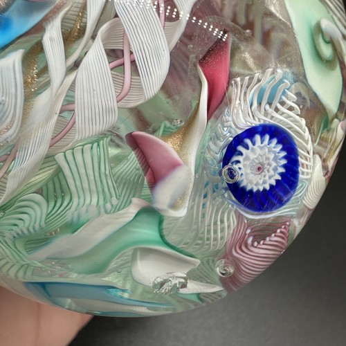 Murano Kunst Glas Millefiori Latticino Orig Etikett Scramble Briefbeschwerer Vintage - Bild 17 von 24
