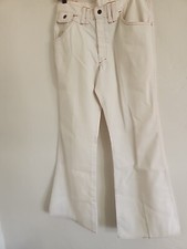 vintage 70's white pants jeans bell bottom hippie disco 31" w 30" L 1970's flare