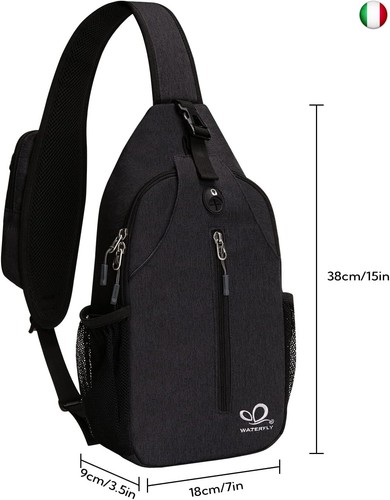 Waterfly Zaino Monospalla Sling Bag: Sportivo Borsello Monospalla Zaini Petto - Foto 2 di 9