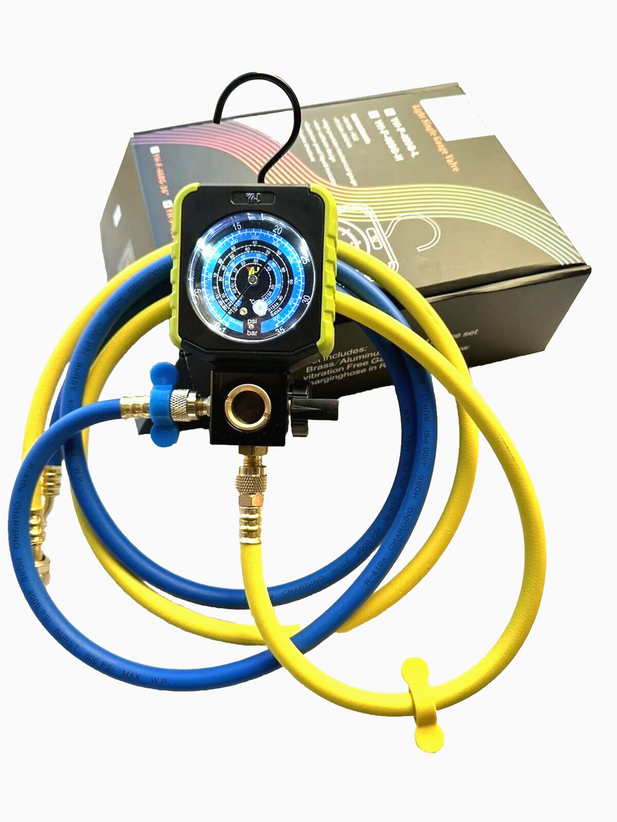 CEEKAY HVAC Single Gauge Valve Manifold Low Charging Gauge With Hoses | eBay