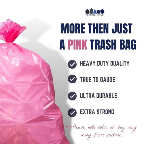 Plasticplace 32-33 Gallon Trash Bags - Pink, Case of 100 Garbage Bags - Picture 3 of 8