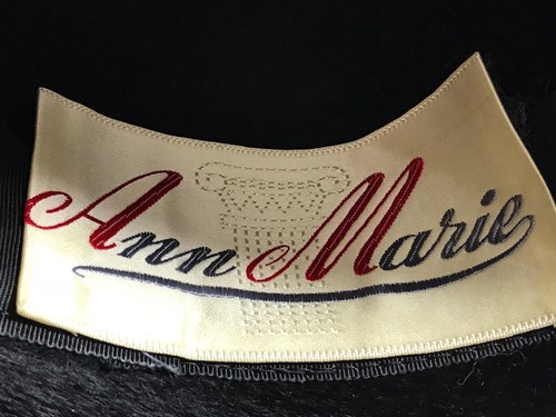 Vintage Black Ladies Hat Ann Marie Italy Wool Faux Fur Ribbon - Picture 7 of 8