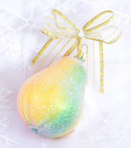 Colorful  Pear, Glass, Glitter, Christmas Ornament