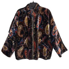 Johnny Was Size Large Paisley Black Dolman Quilted Zip Up Jacket NWT