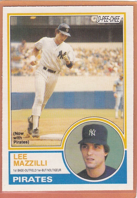 1983 O PEE CHEE BASEBALL LEE MAZZILLI #306 PIRATES NMMT/NMMT+ *92307