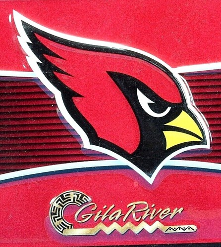 Placa de licencia de metal vintage de finales de 1990 Gila River Casino Arizona Cardinals. ¡Nuevo! - Imagen 3 de 4