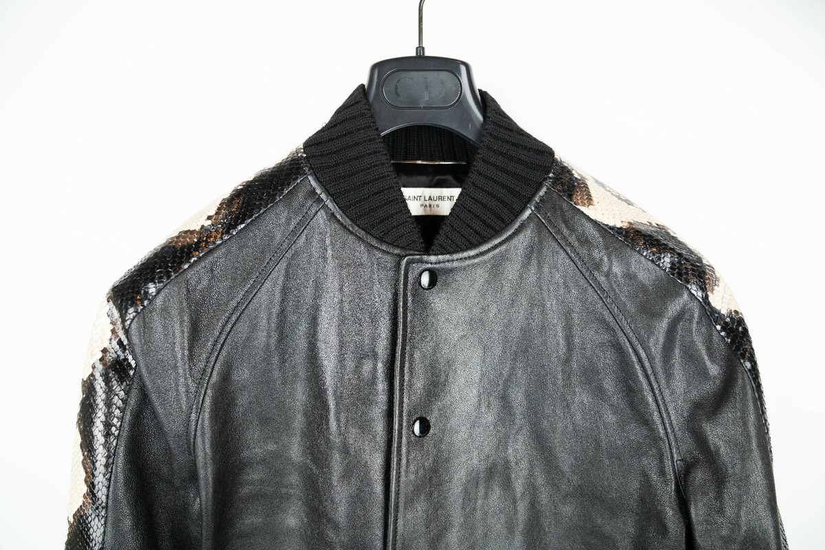 Saint Laurent Pairs Men's Jacket Lamb Leather Python Snakeskin