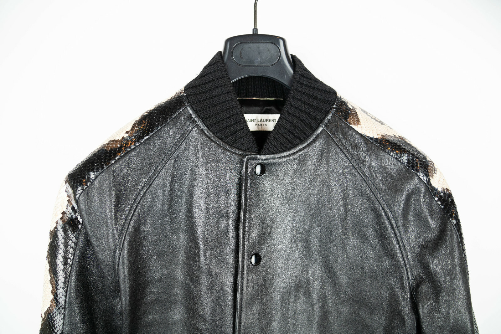 Saint Laurent Paia Giacca Uomo Pelle di Agnello Pitone Pelle di Serpente Bomber Jacket 50