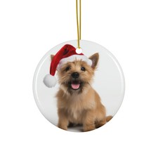 Hanging Ceramic Christmas Tree Ornament - Norwich Terrier Design