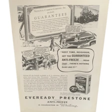 Vintage 1937 Eveready Prestone Anti Freeze Guarantees Ad Advertisement