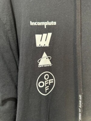 OFF-WHITE 19AW DIAG MARIANA DOUBLE TEE HOODIE PRINT T-SHIRT