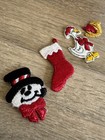 Vintage Christmas Set Of 4 Iron On Patches Snowman Frosty Goose Stocking Horn — photo 3