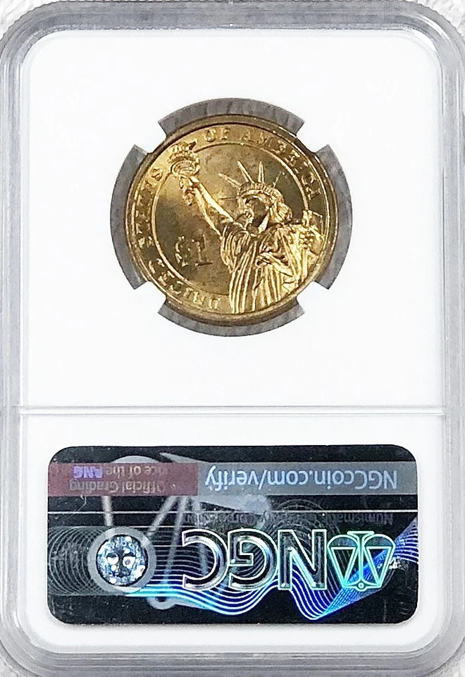 john adams One dollar Coin 2007 MS64 Mint Error Double Edged Lettering Invert - Image 2 of 4