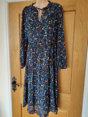 HUSH chiffon summer dress size floral ditsy floaty boho long-sleeve  UK