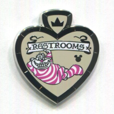Disney Pin Cheshire Cat Restrooms Hidden Mickey Bathroom Signs CHASER COMPLETER