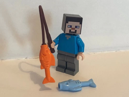 LEGO MINECRAFT STEVE + 2 FISCHE AUS SET 21134 (SEHR SELTEN)