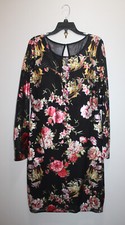 GUESS WOMENS SHEATH DRESSMESH LONG SLEEVE FLORAL BLACK & MULTICOLOR SIZE 12 US