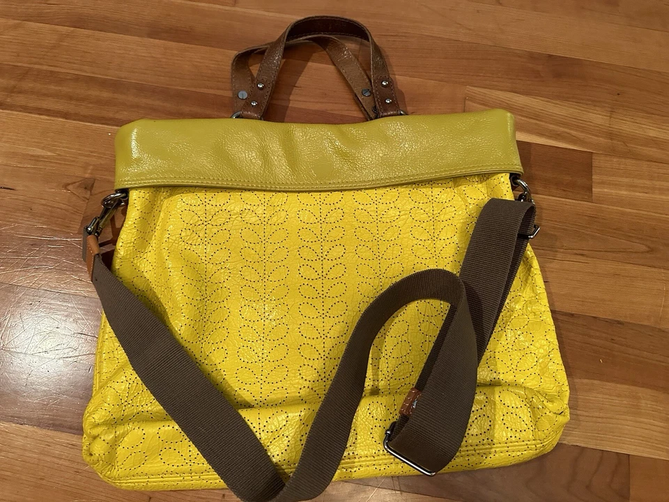 Bolso Bandolera Orla Kiely Raro, Difícil de Encontrar, De Colección, Cuero Amarillo Bardana - ¡Increíble!  Foto 2 de 4